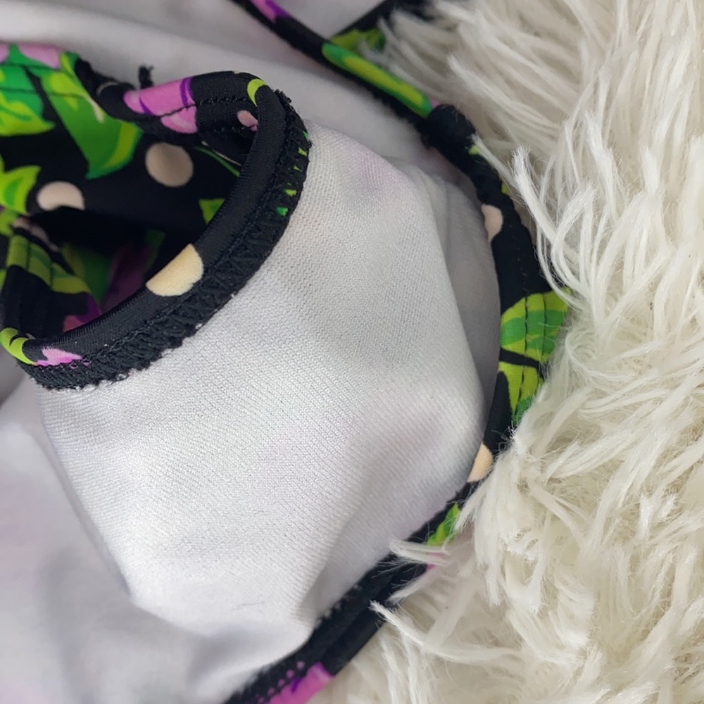 OP Purple Rose Black White Polka Dot One Piece Bathing Suit Size XXL - Picture 10 of 10